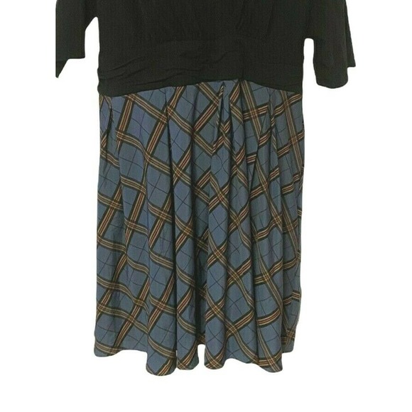 ❣️eShakti Pockets Plaid Mixed Media Half Sleeve Fall Office Career Twofer Dress - Picture 4 of 7